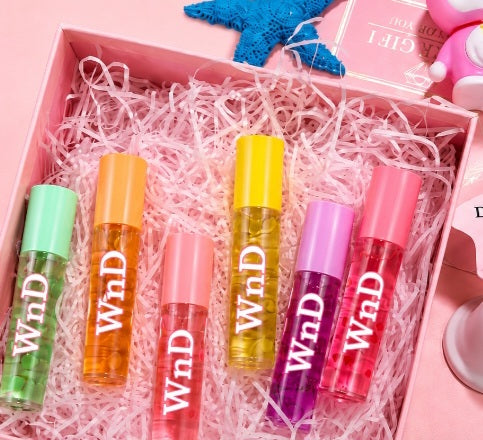 Fruit Flavored Roll On Lip Oil, Transparent Lip Gloss Roll-On Hydrating Norishing Lip Gloss